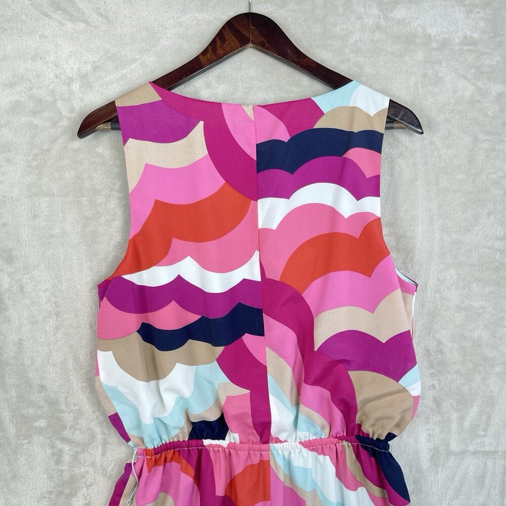 Trina Turk Dizzy Jumpsuit Wide Leg Abstract Multicolor Wave Size 10 (No Belt) - Picture 4 of 14